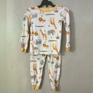 Kids Animal Print Pajamas - White and Yellow